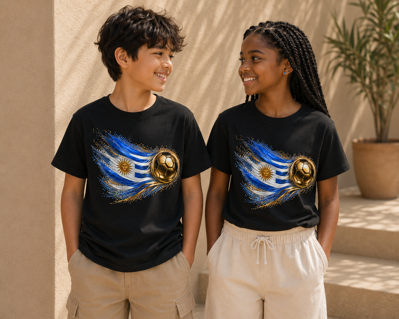 Kids Front Print | Uruguay Flag Tee | Bandera de Uruguay