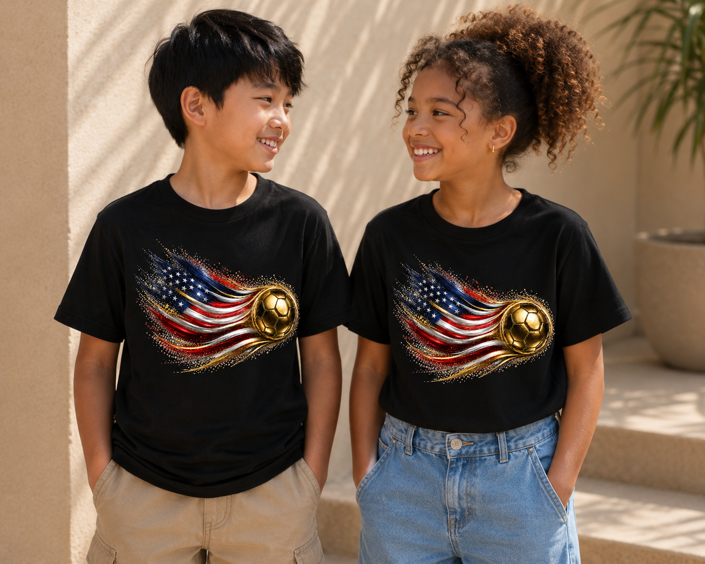 Kids Front Print | USA Flag Tee | Bandera de Estados Unidos