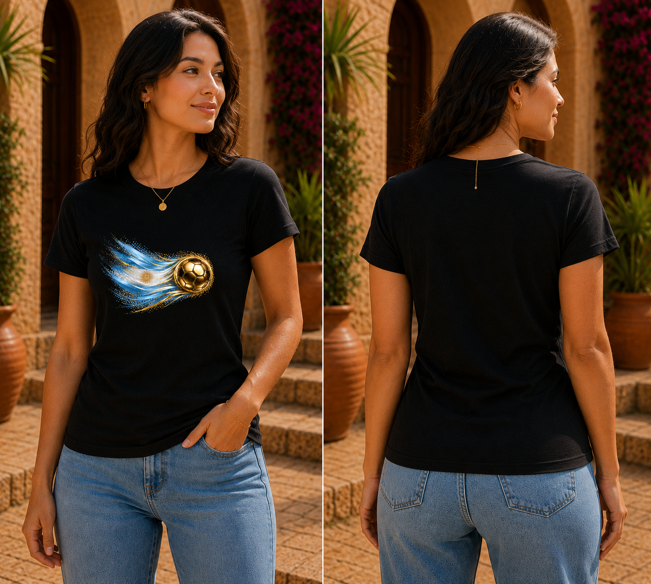 Women’s Fitted Front Print | Argentina Flag Tee | Bandera Argentina