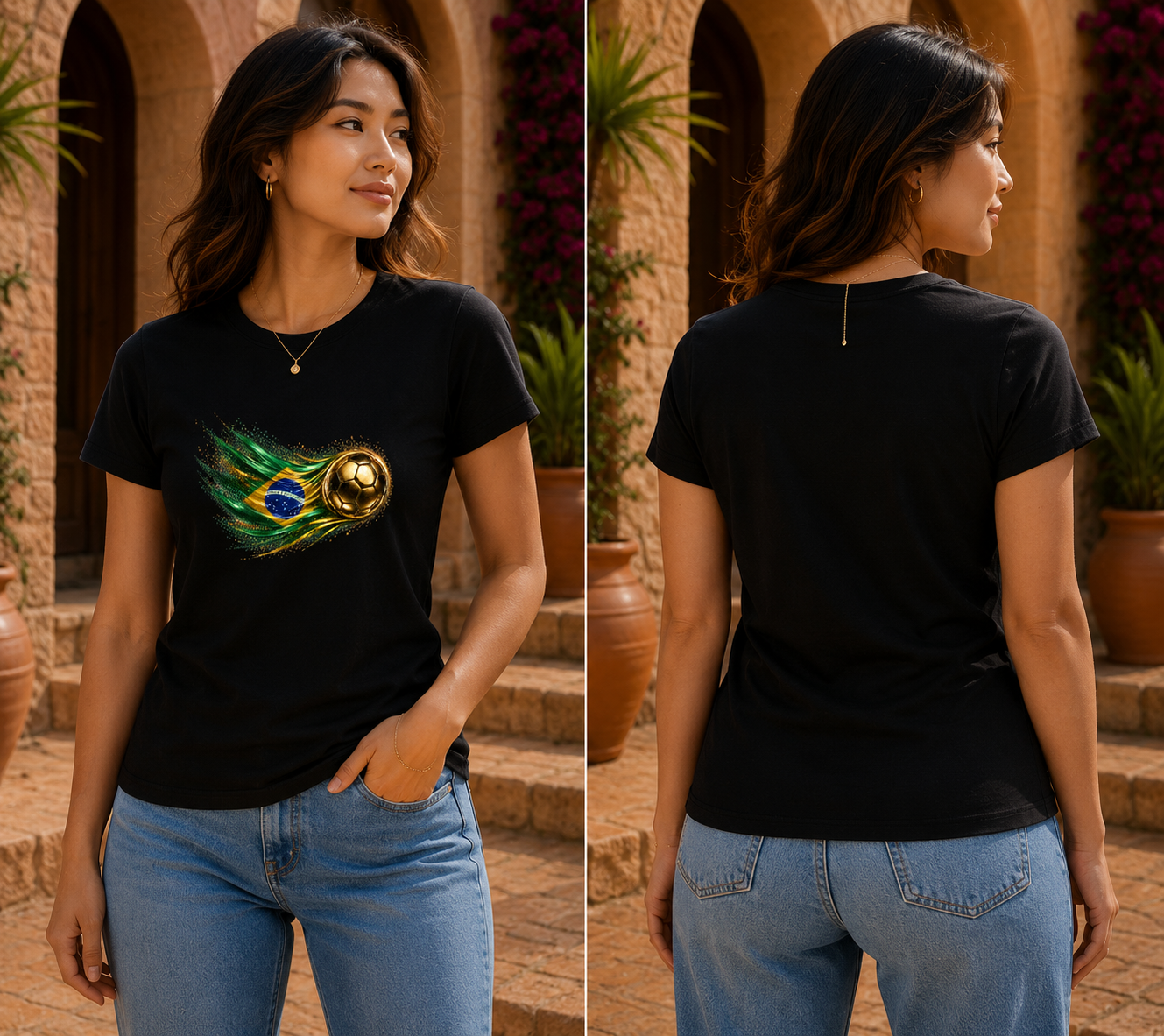 Women’s Fitted Front Print | Brazil Flag Tee | Bandeira do Brasil