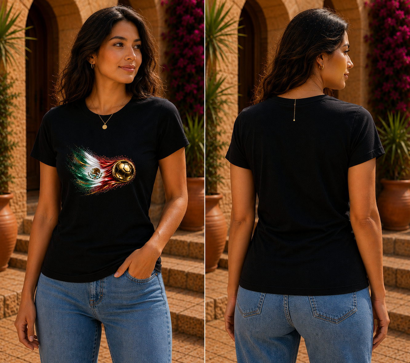 Women’s Fitted Front Print | Mexico Flag Tee | Bandera de México
