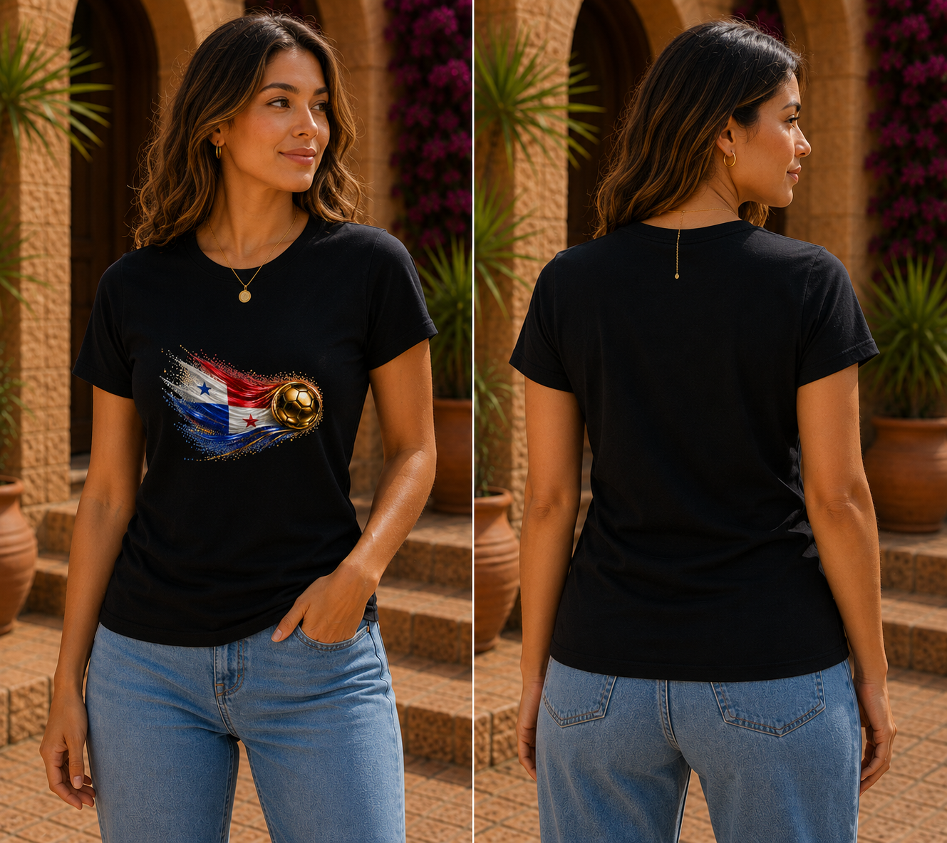 Women’s Fitted Front Print | Panama Flag Tee | Bandera de Panamá