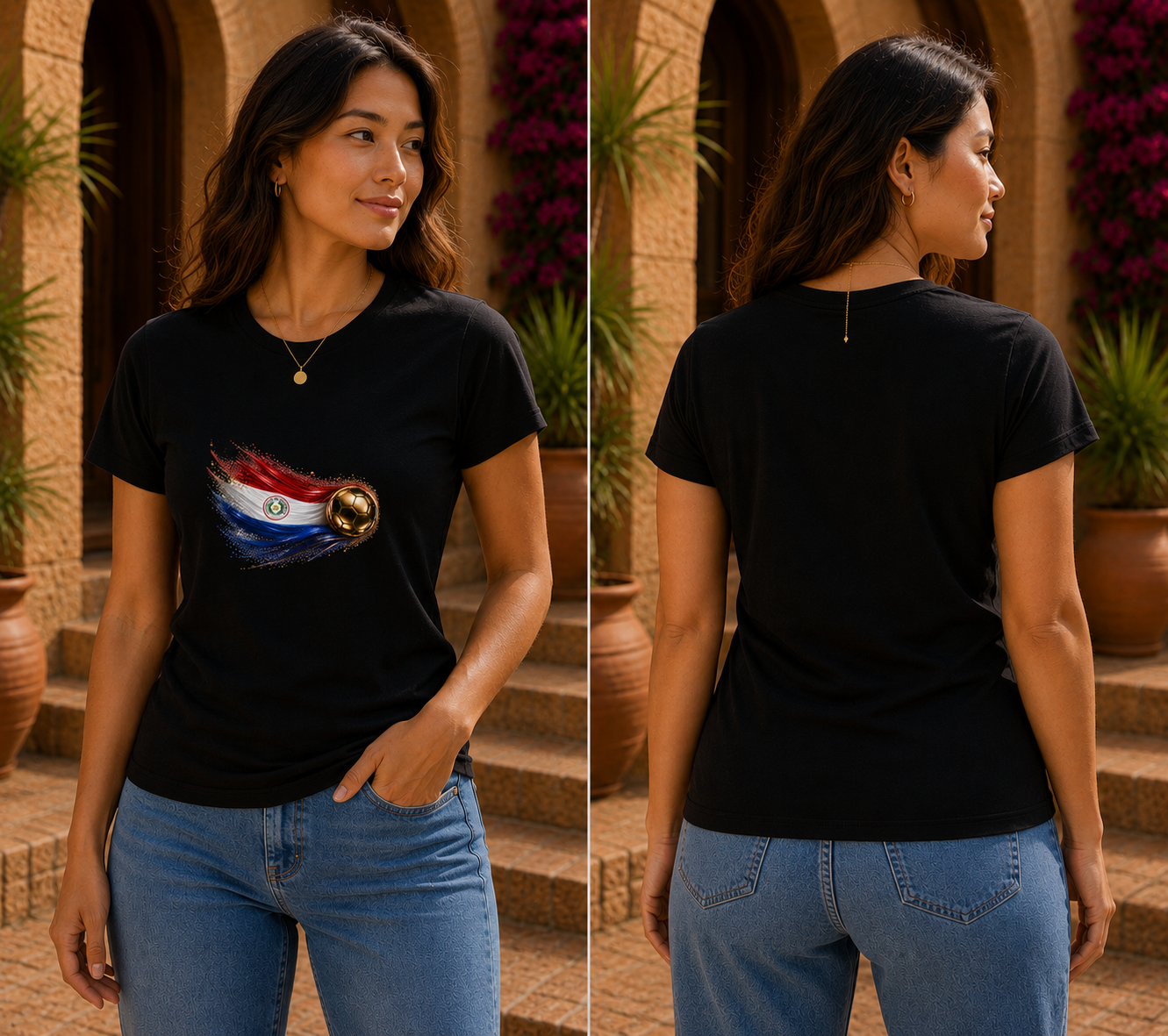 Women’s Fitted Front Print | Paraguay Flag Tee | Bandera de Paraguay