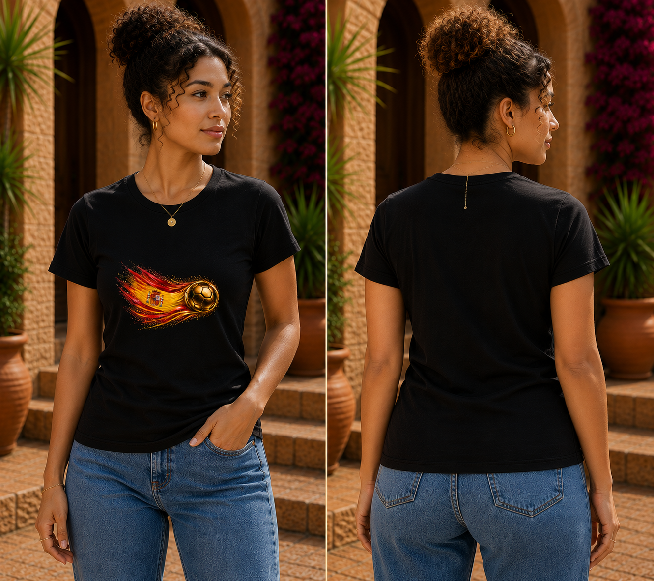 Women’s Fitted Front Print | Spain Flag Tee | Bandera de España
