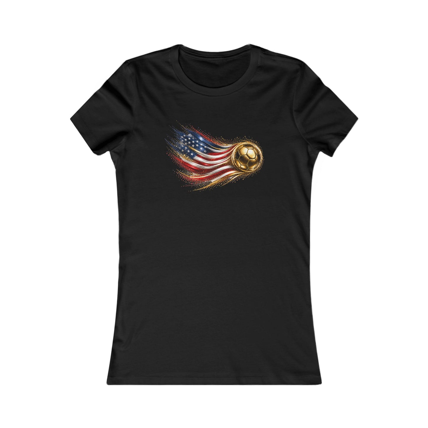 Women’s Fitted Front Print | USA Flag Tee | Bandera de Estados Unidos