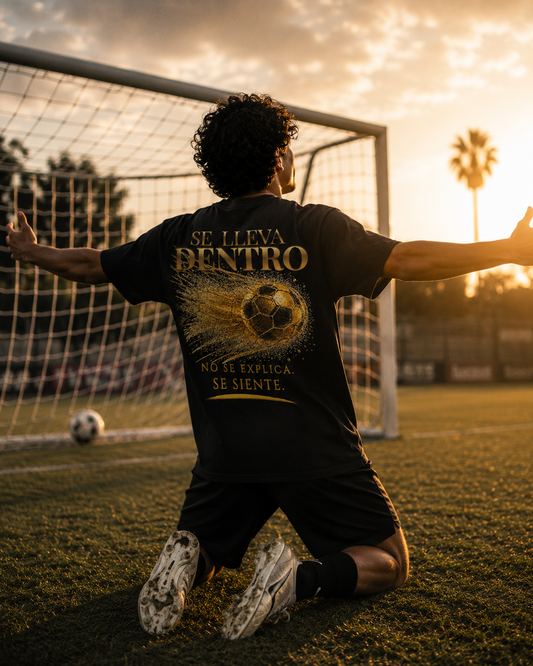 Back Print | Se Lleva Dentro Tee | Diseño Dorado de Fútbol
